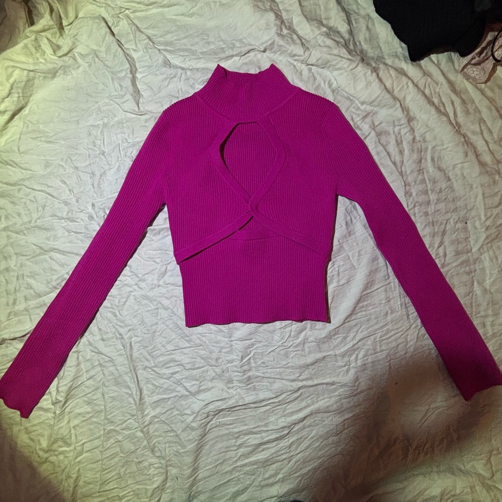 Fuchsia Long Sleeve Turtleneck Sweater